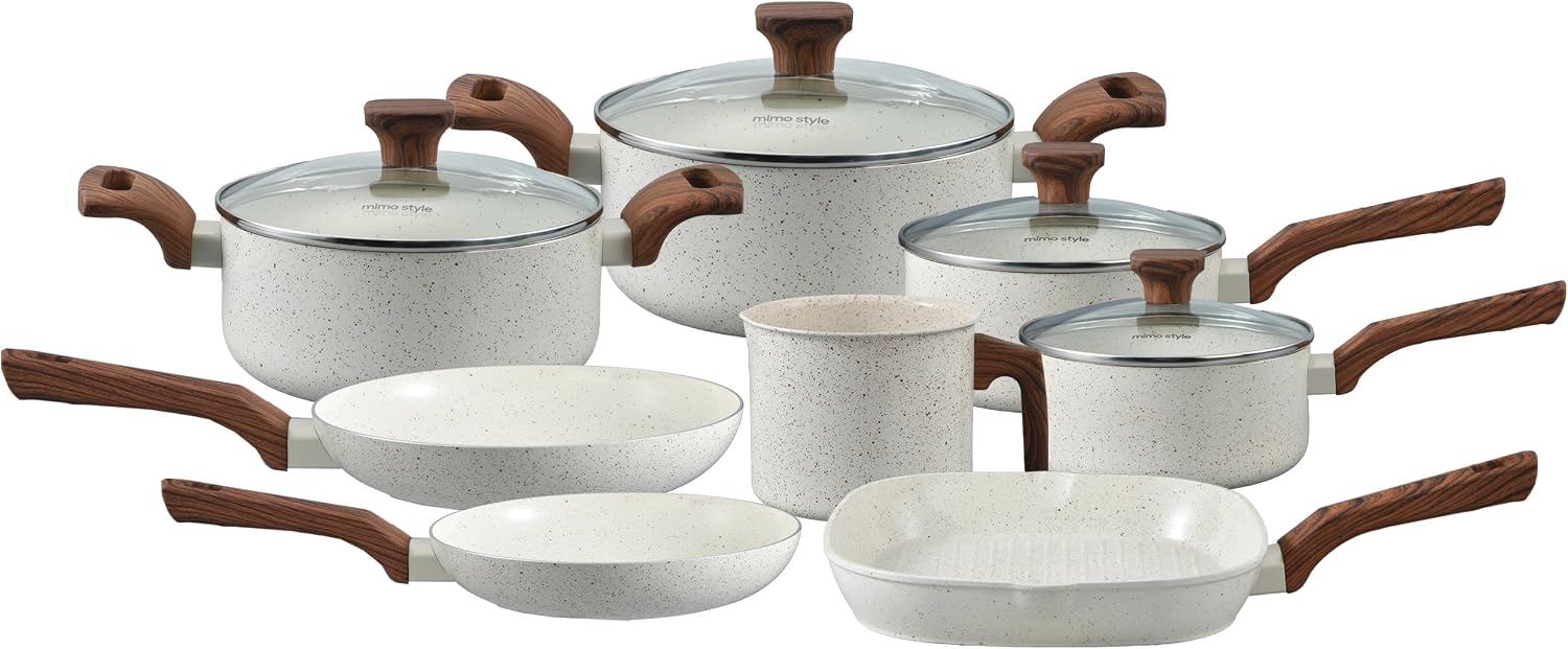 Mimo Style, Conjunto de 8 Panelas Pratic Cook Marmol Compatível com Fogão por Indução