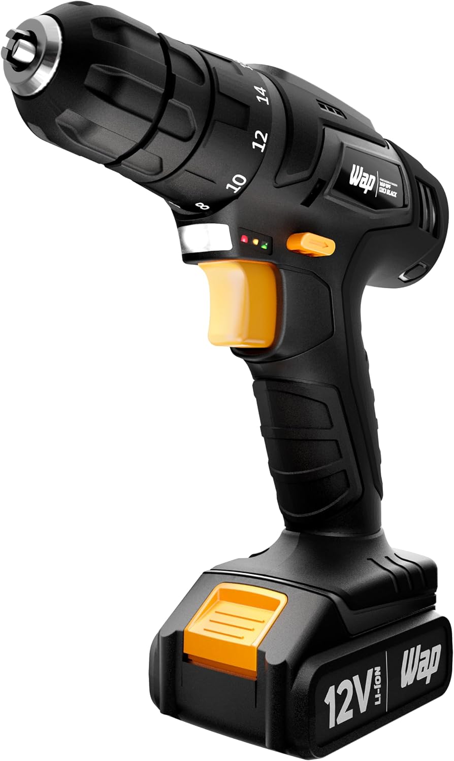 WAP Parafusadeira e Furadeira a Bateria Li-Ion 12V BPF 12K3 BLACK Carregador Bivolt com Ma