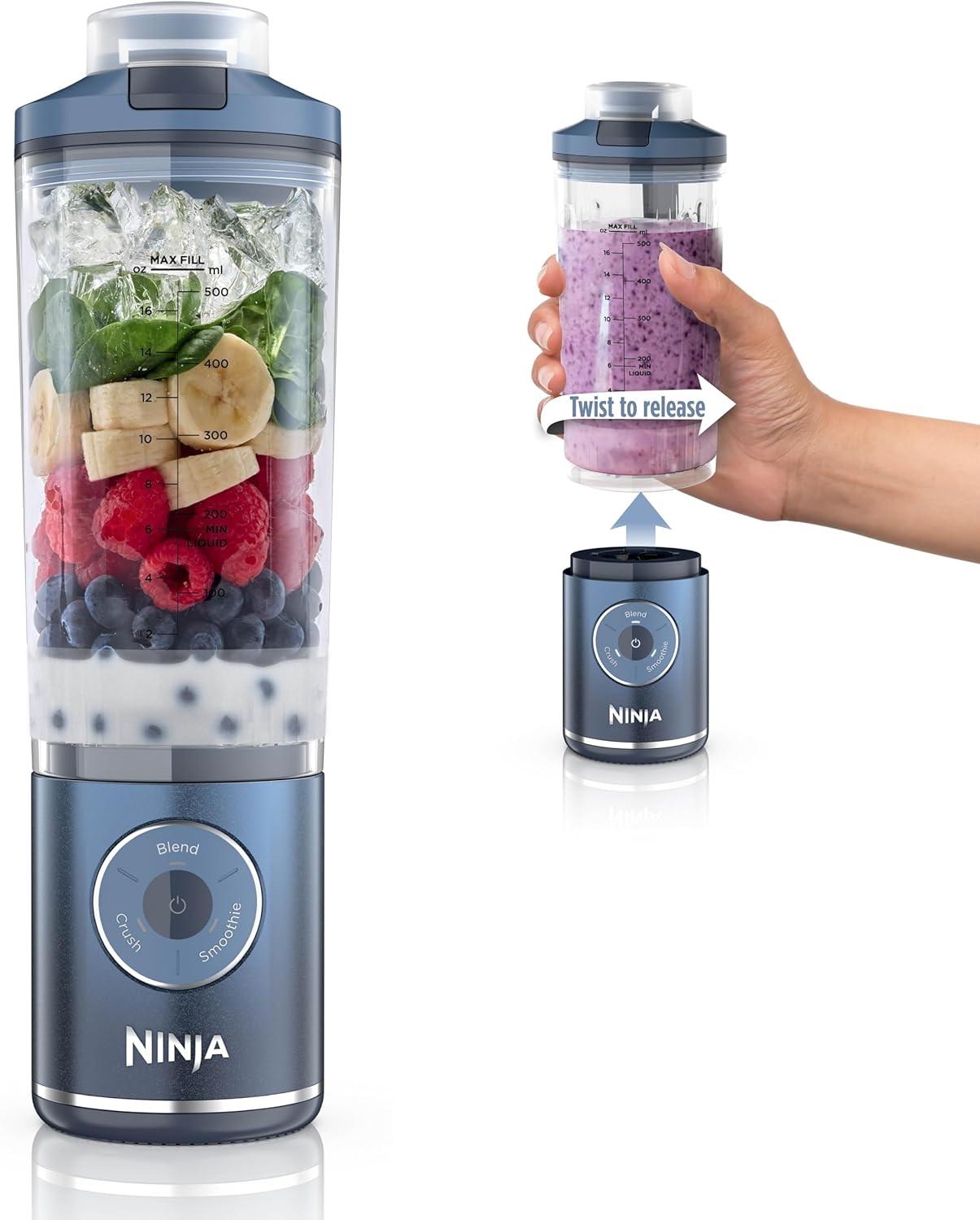 Ninja Blast Max, liquidificador portátil + Twist & Go, Smoothie pessoal, blend, Ice Crush,