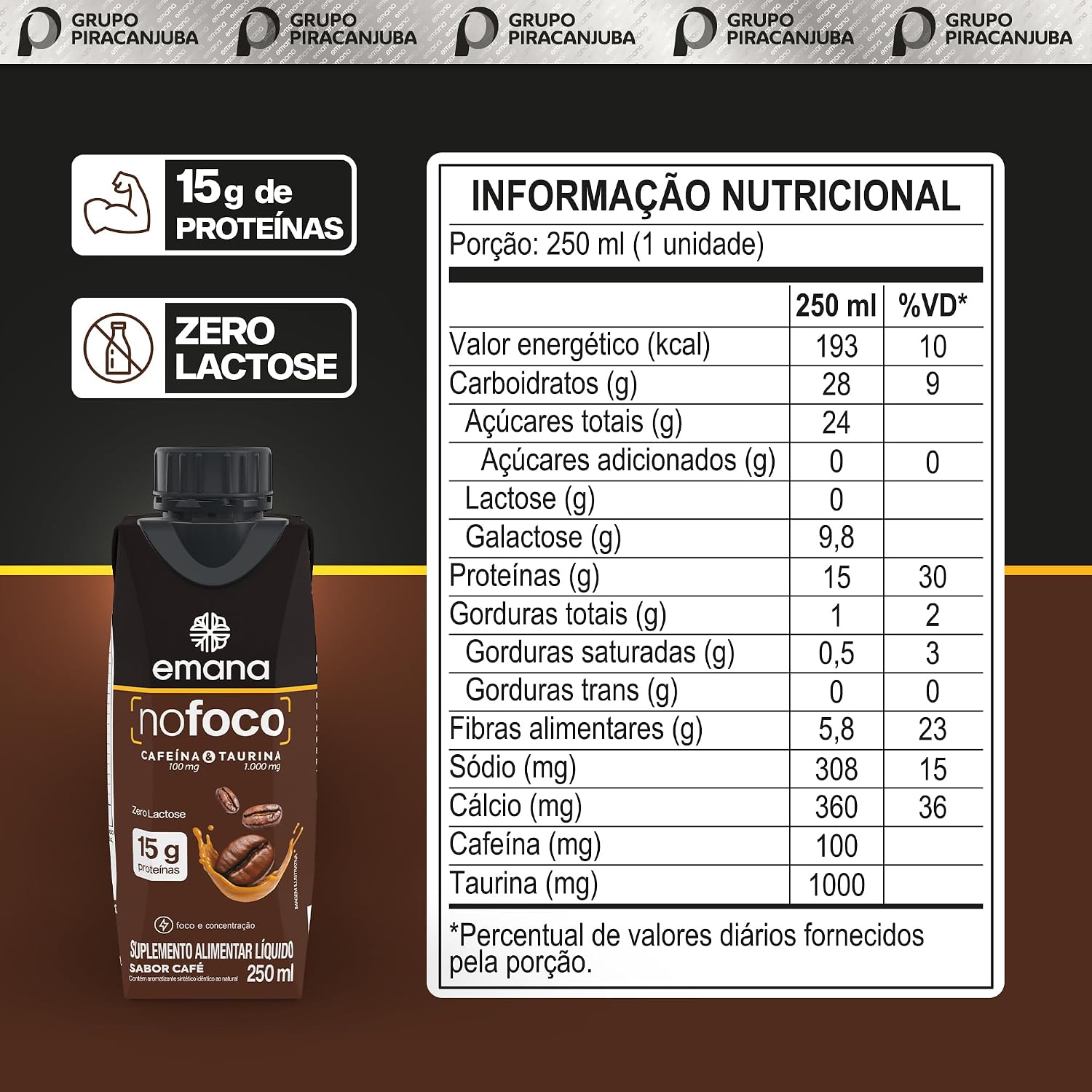 Emana Bebida Proteica NOFOCO 15g Sabor Café - 12 Unidades de 250ml