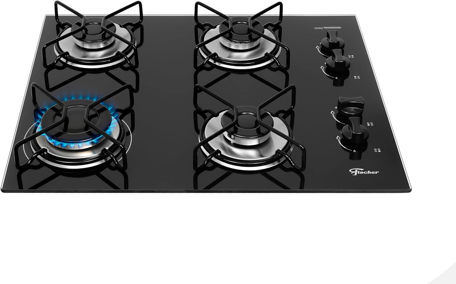 Cooktop a Gás Fischer 4 Bocas Fit Line Trempe Esmaltada Aramado