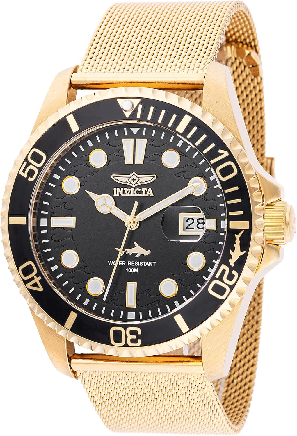 INVICTA Pro Diver 43mm aço inoxidável dourado e quartzo