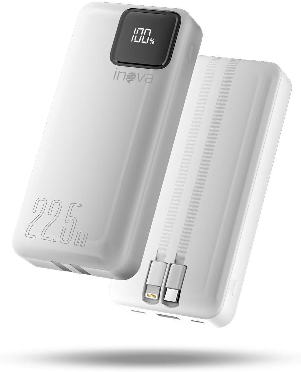 Power Bank com cabo integrado, Portátil de 20000mAh Branco(MD-12412)