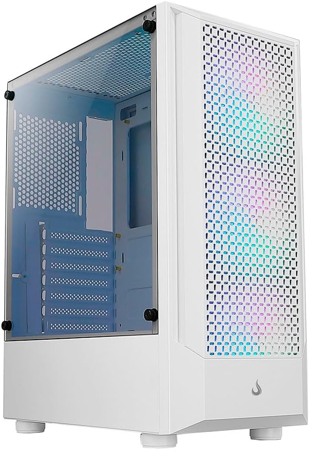 Gabinete Gamer Rise Mode Wave White, Mid Tower, Lateral em Vidro Fumê, ARGB, ATX, 3 Cooler