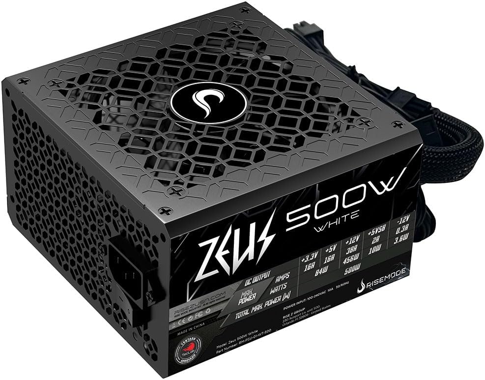 Fonte Gamer Rise Mode Zeus, 500W, PFC Ativo, Selo Teclab, Preto - RM-PSU-01-WT-500