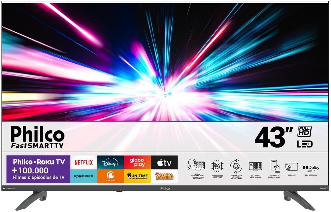Smart Tv 43” Philco Led Roku Tv Dolby Audio Ptv43va4regb