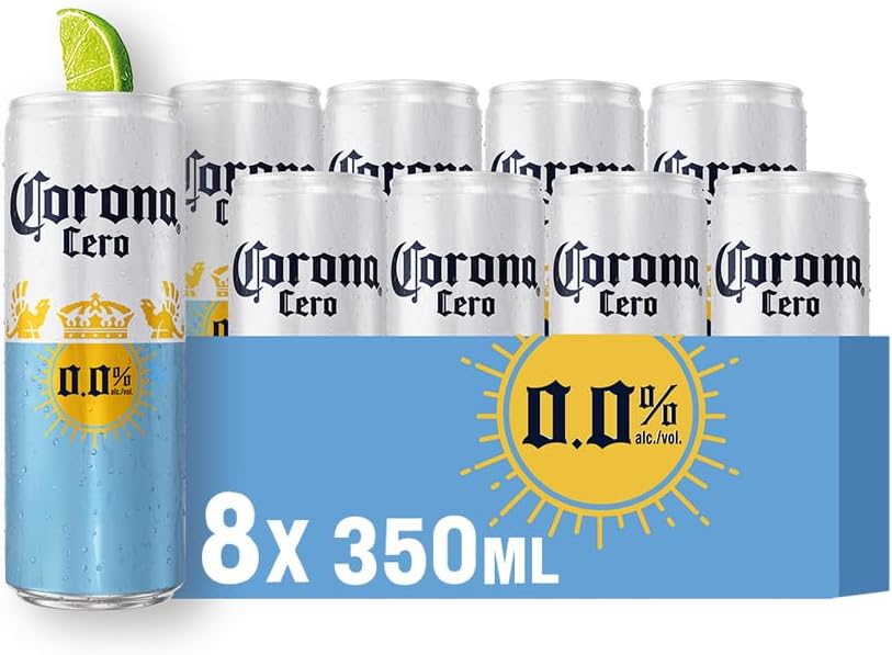 Cerveja Sem Álcool Corona Cero Sunbrew, Lata 350ml, Pack com 8 unidades