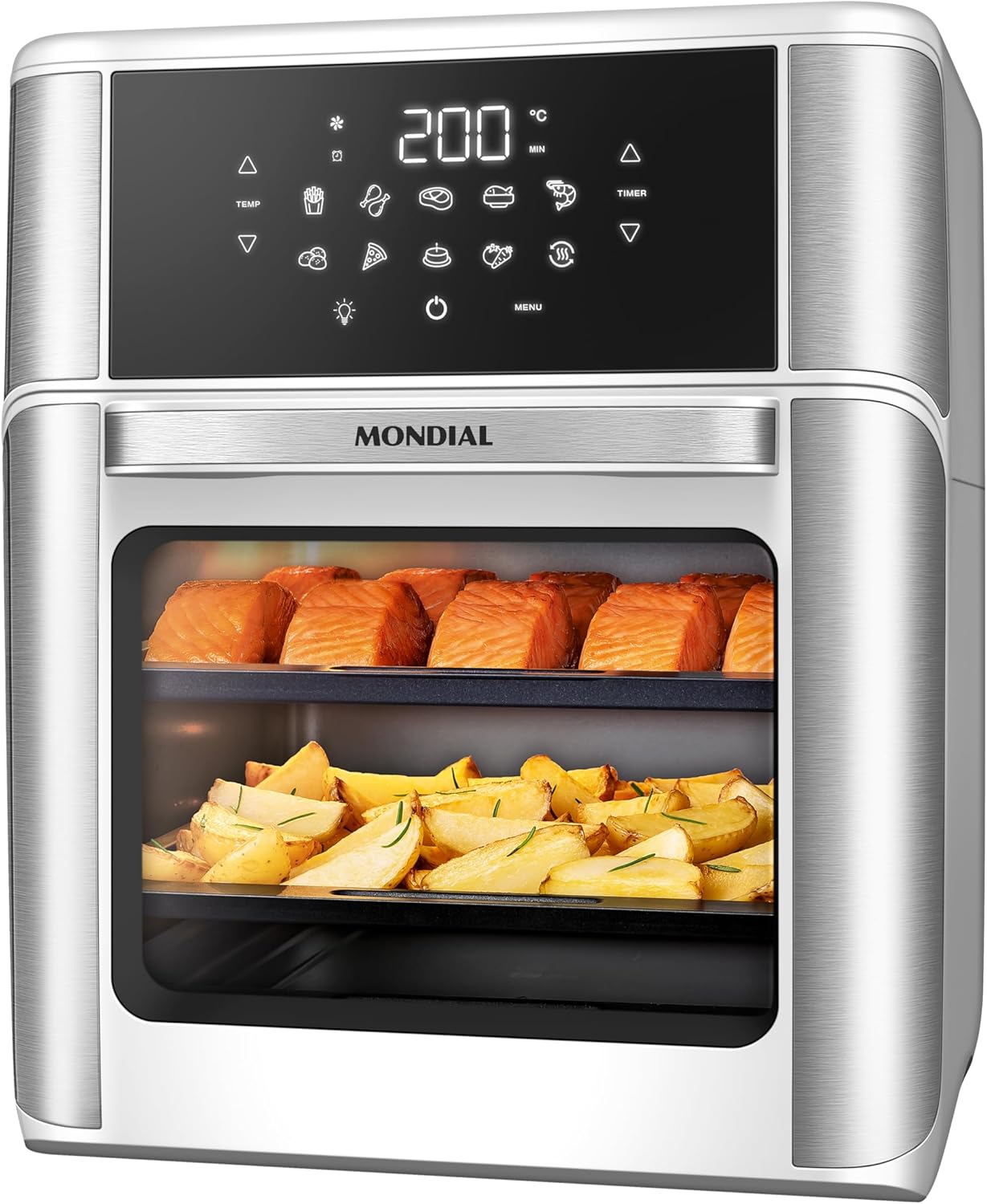 Fritar, assar e grelhar em um único forno 12L