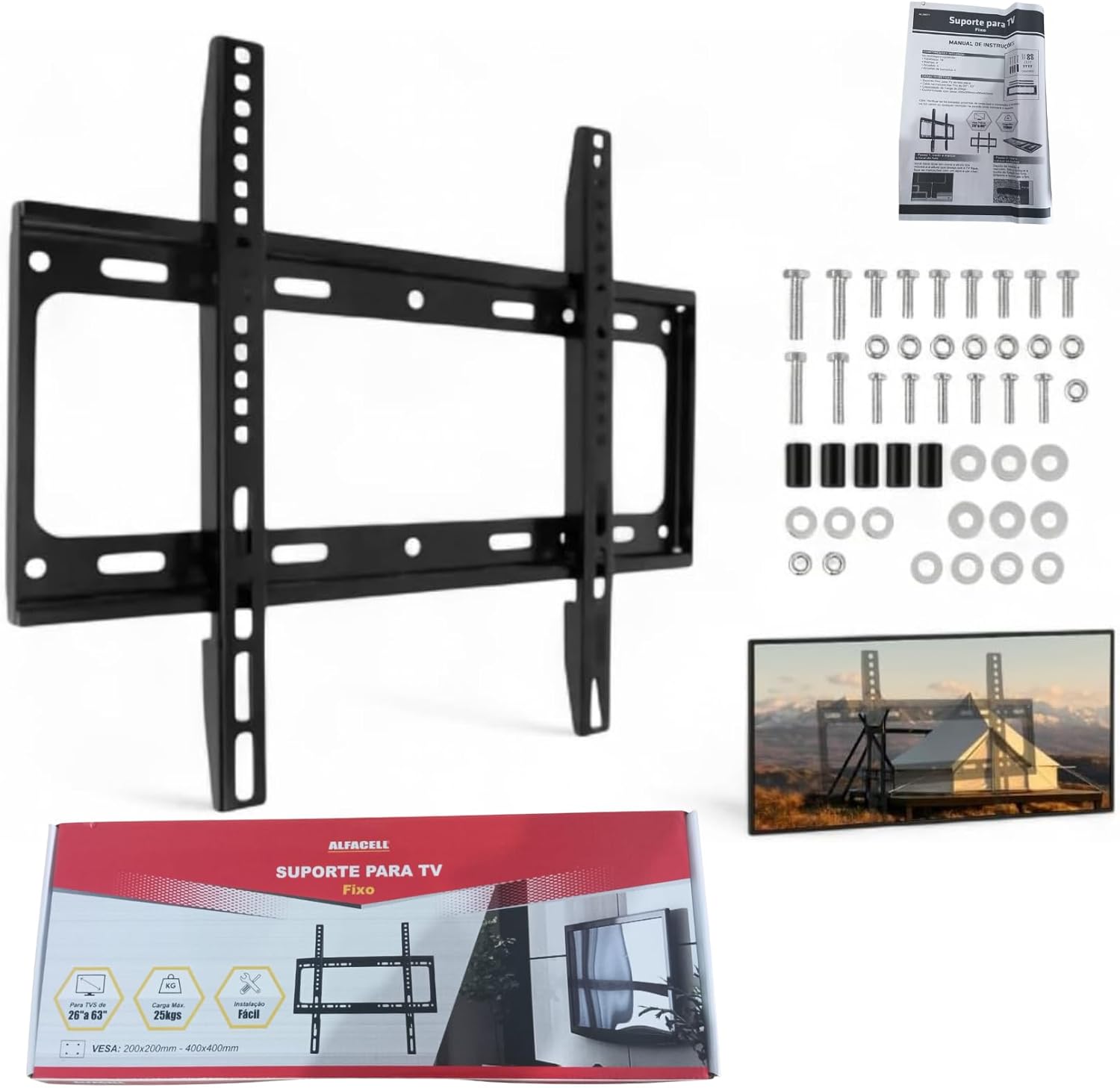 Sua TV e monitor firme na parede sem ocupar espaço na bancada