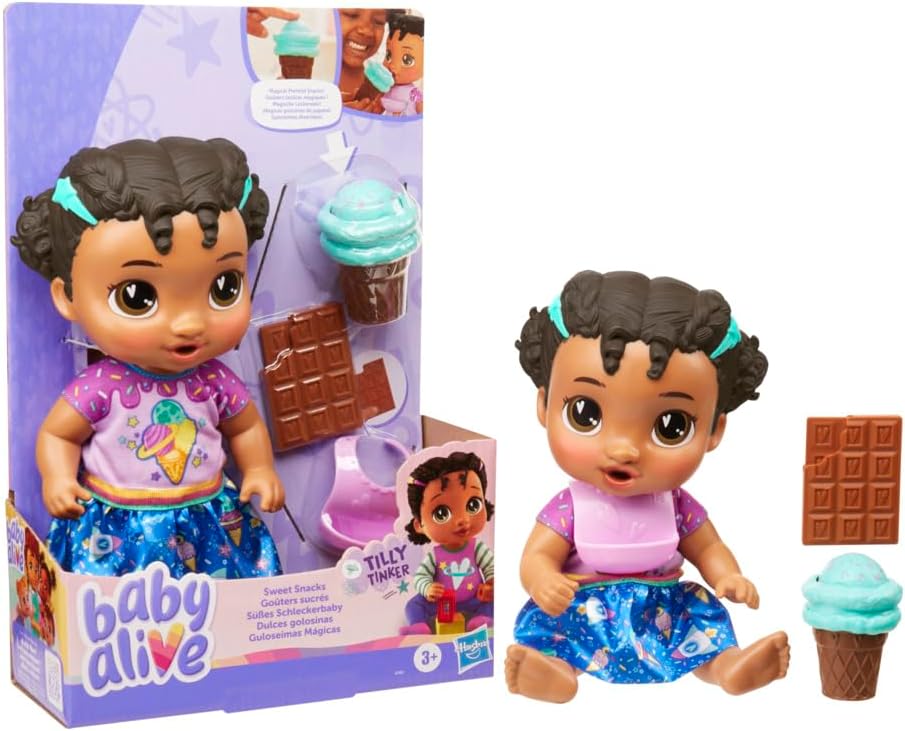 Baby Alive Sweet Snacks Tilly Tinker, Boneca Interativa com Acessorios
