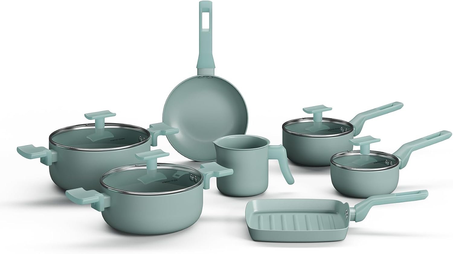 Conjunto Panelas 7 Peças Sartin Cook Cor Aquamint Mimo Style Cor Verde-claro