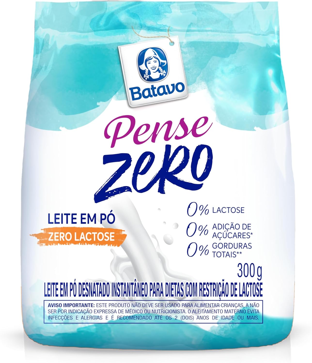 Leite em Pó Desnatado Instantâneo Batavo Pense Zero Sachê 300g