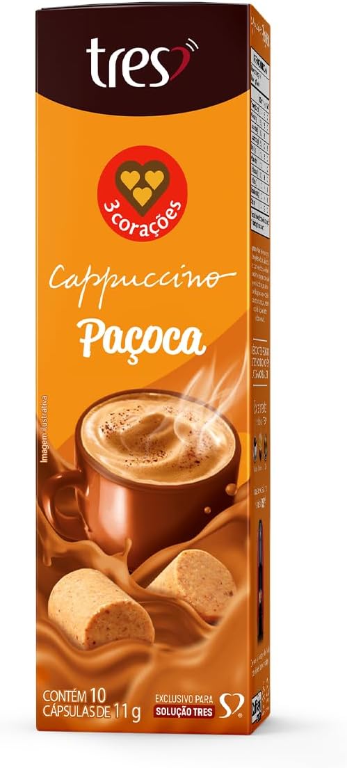 3 Corações Capsula de Cappuccino Paçoca TRES - 10 unid