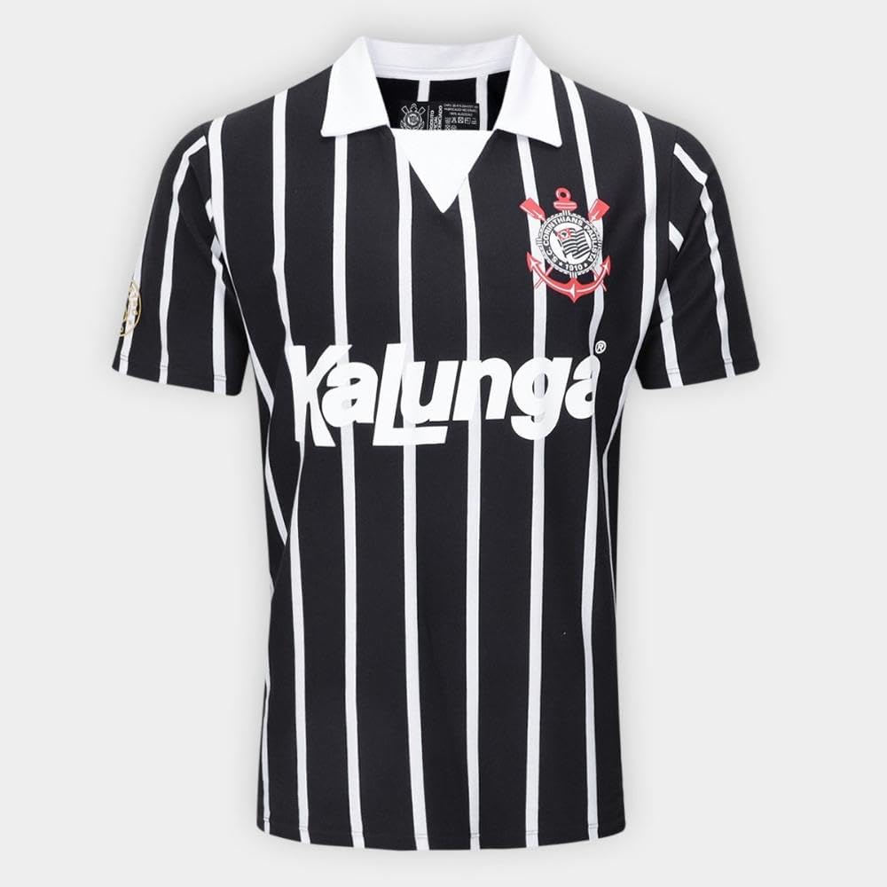 Camisa Polo Corinthians Retrô Kalunga Masculina Preta