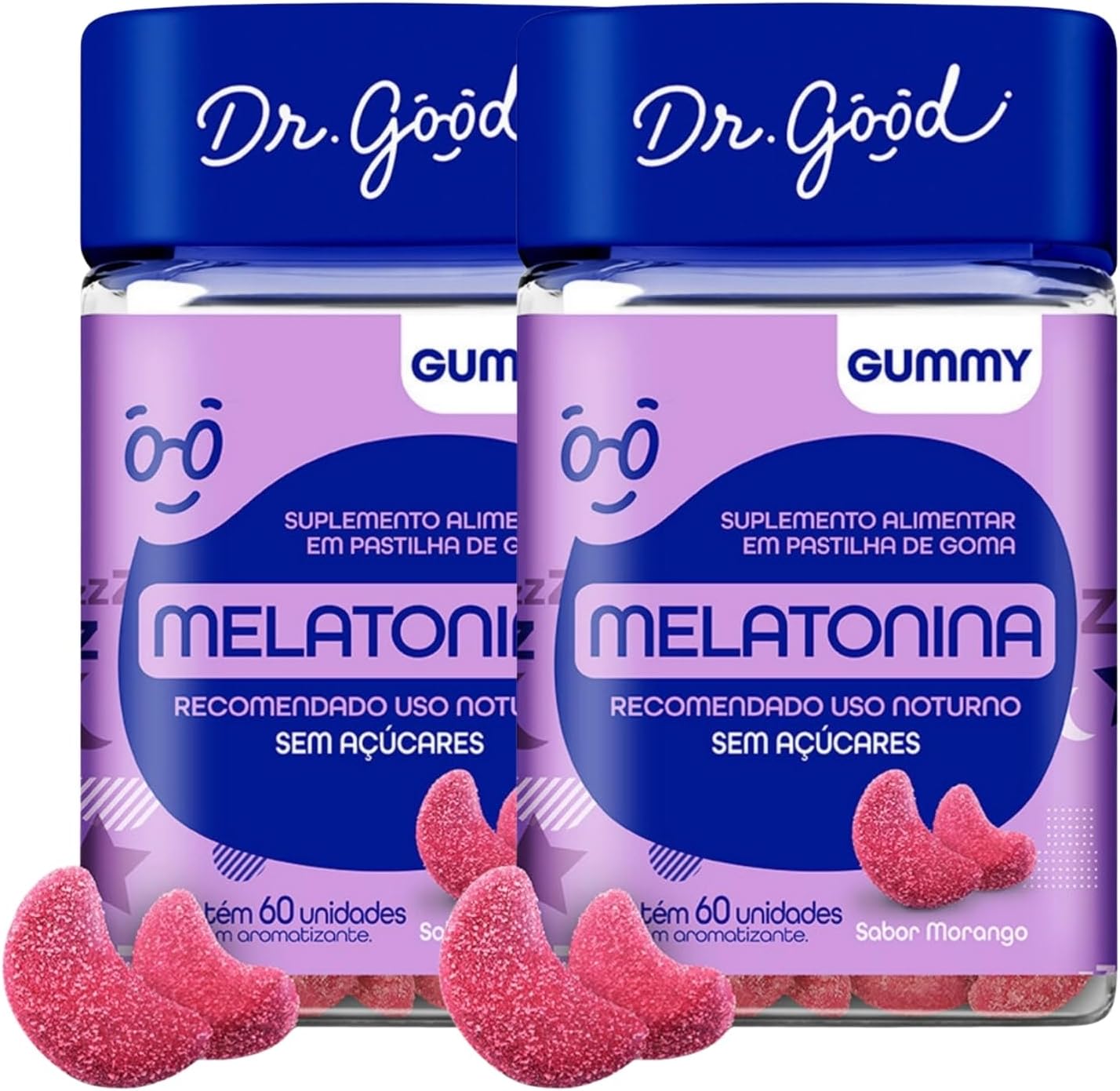 Kit 2x Melatonina Sabor Morango 2x60 Gomas Fini Dr Good