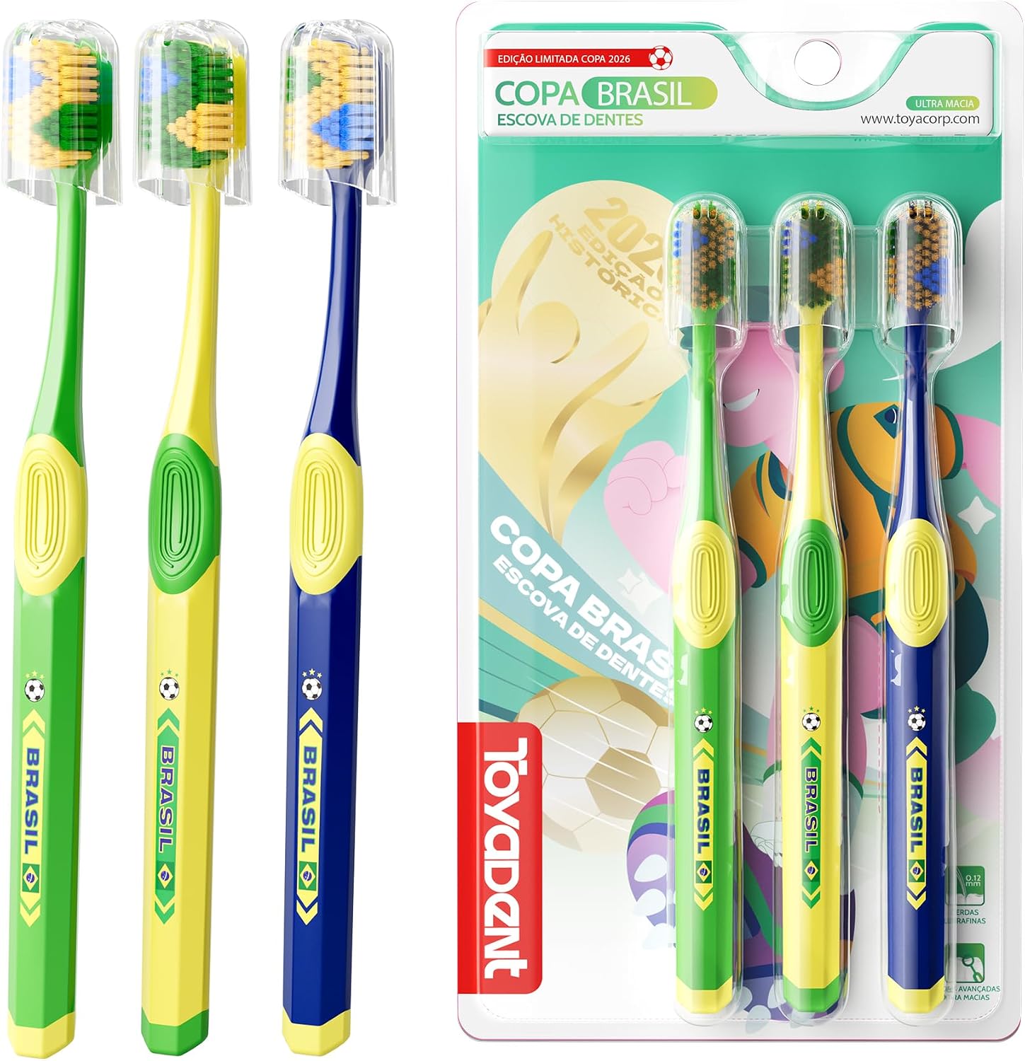 TOYADENT Escova de Dente Adultos, 5500 Cerdas Macia, Kit Família 3 Unidades