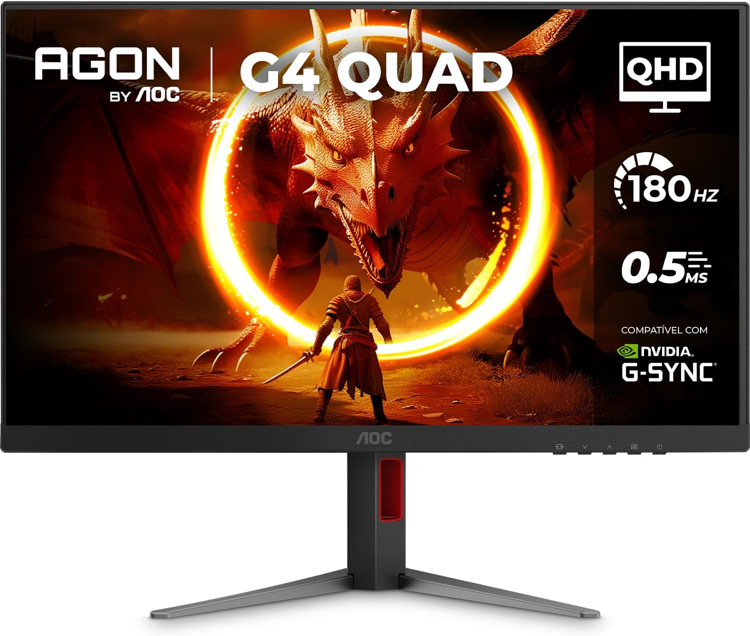 🔥Monitor Gamer AOC AGON QUAD 27" QHD 180Hz 0.5ms IPS HDR10 Base Ajustável Q27G4F