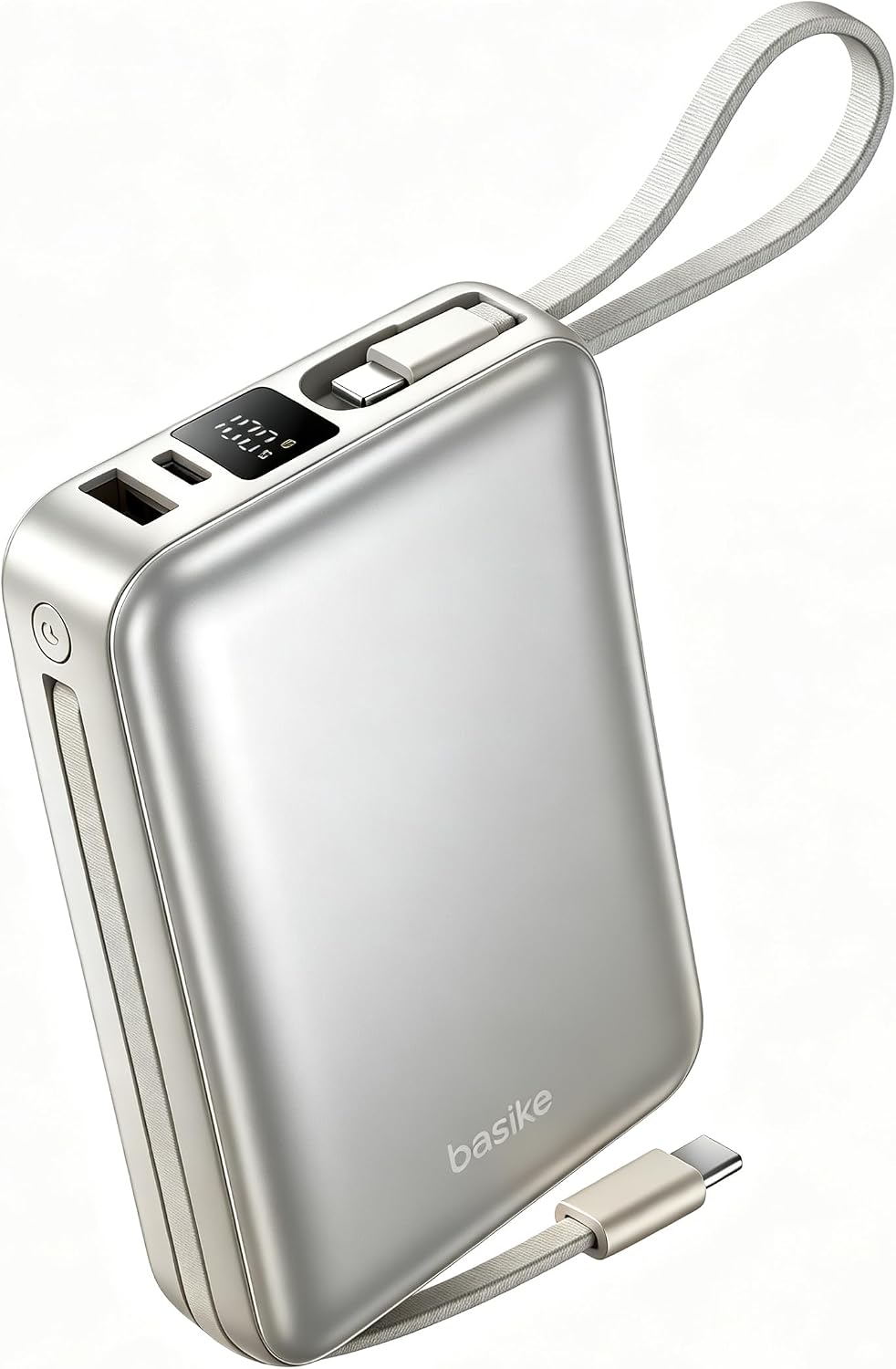 🔥 Basike Carregador Portátil, Power Bank 20000mAh com Cabos Integrados(Prata)