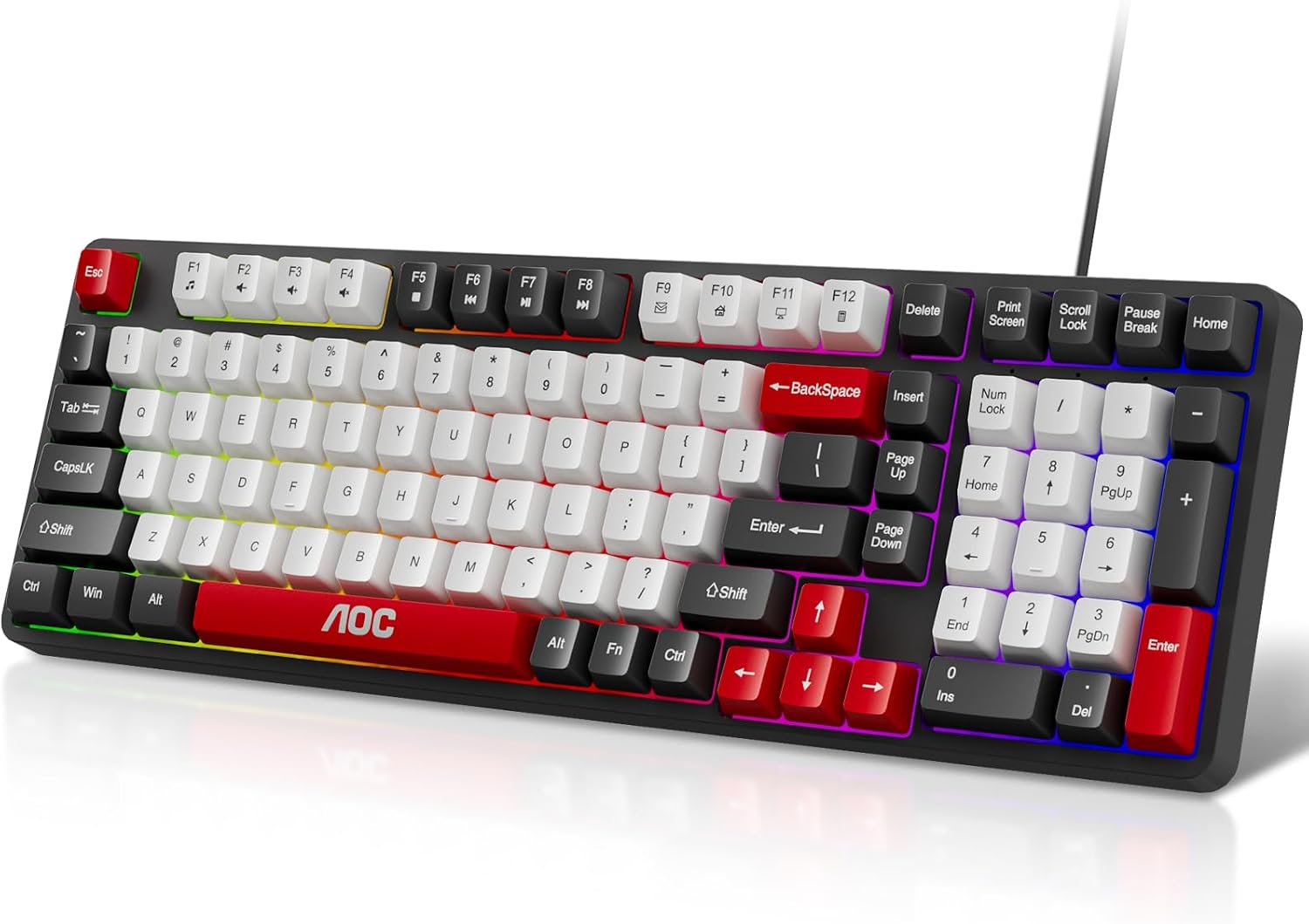 🔥AOC GK116 Teclado com fio, Teclado Membrana Gamer RGB, Compatível com PC e Notebook, Jog