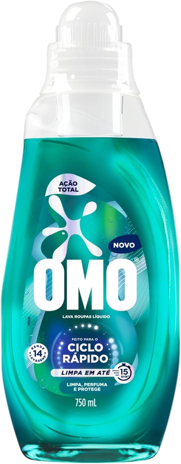 Lava Roupas Líquido Ciclo Rápido OMO Ação Total 750 ml