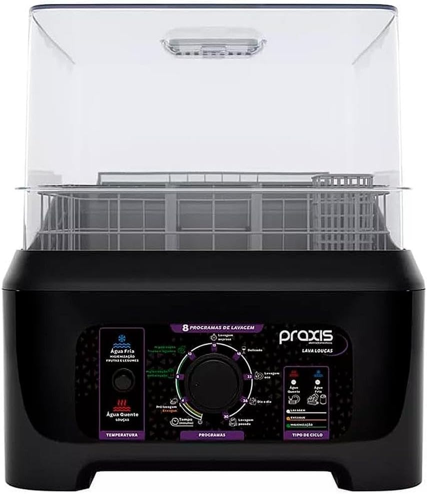 Praxis Lava Louças Portátil 3L 8 Programas de Lavagem 127v Preto