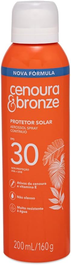 Protetor Solar Aerossol Spray FPS 30 Cenoura & Bronze 200ml