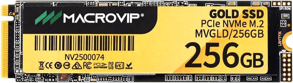 🔥SSD M.2 NVMe Macrovip Gold 256GB 2280 PCIe Gen 3x4 Preto e Amarelo