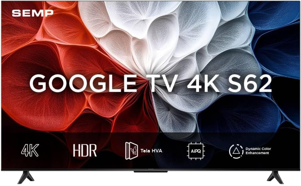 Smart TV Semp 55 Polegadas LED HVA 4K S62 WiFi Bluetooth Google TV 3 HDMI HDR10+ Dolby Aud