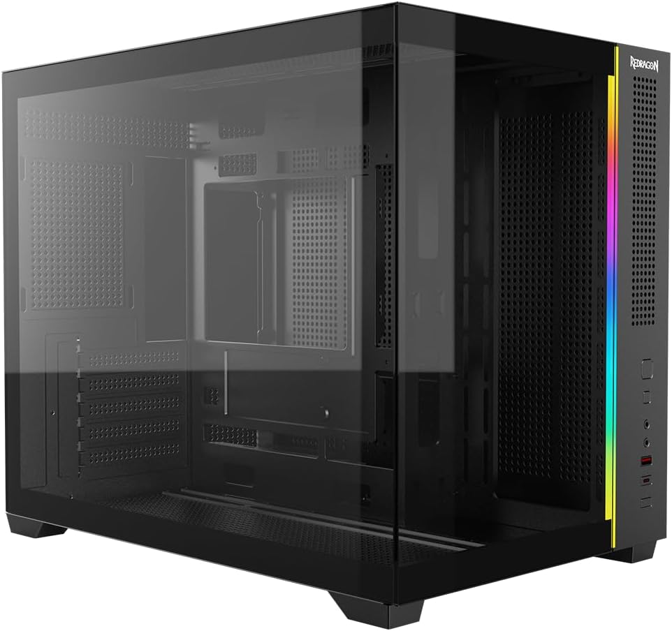 🔥 Gabinete Gamer Redragon Wideload Mini Lite RGB Preto Sem Fans Micro ATX CA-611B