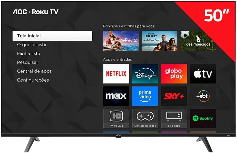 Smart TV AOC 50 Polegadas, DLED, 4K, Roku TV - 50U7045/78G