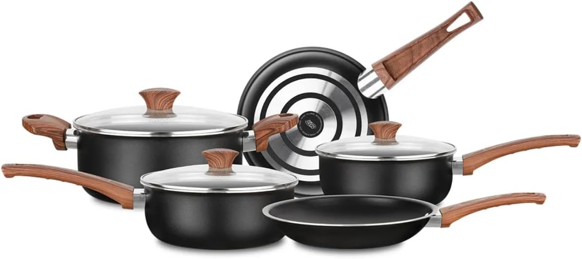 Conjunto de Panelas Vanilla Cerâmica 5 Peças – Antiaderente Cerâmico | 18cm, 20cm, Caçarol