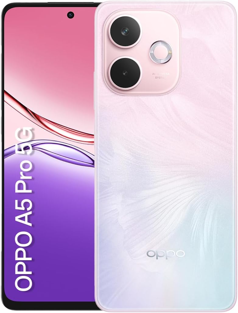 Smartphone OPPO A5 Pro 5G 256GB 8GB Ram IP69 50MP AI Câmera Bateria 5800mAh NFC Rosa Paste