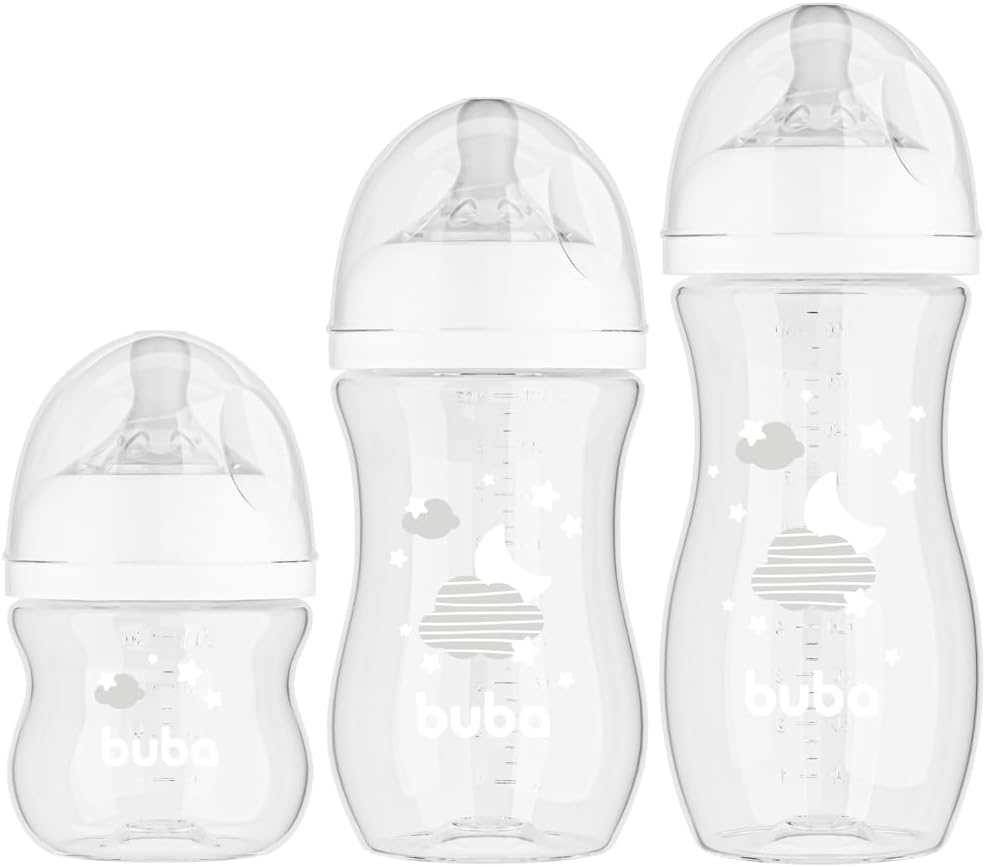 Buba, Kit 3 Mamadeiras Easy Flow Nuvem Branca 120/270/330ml