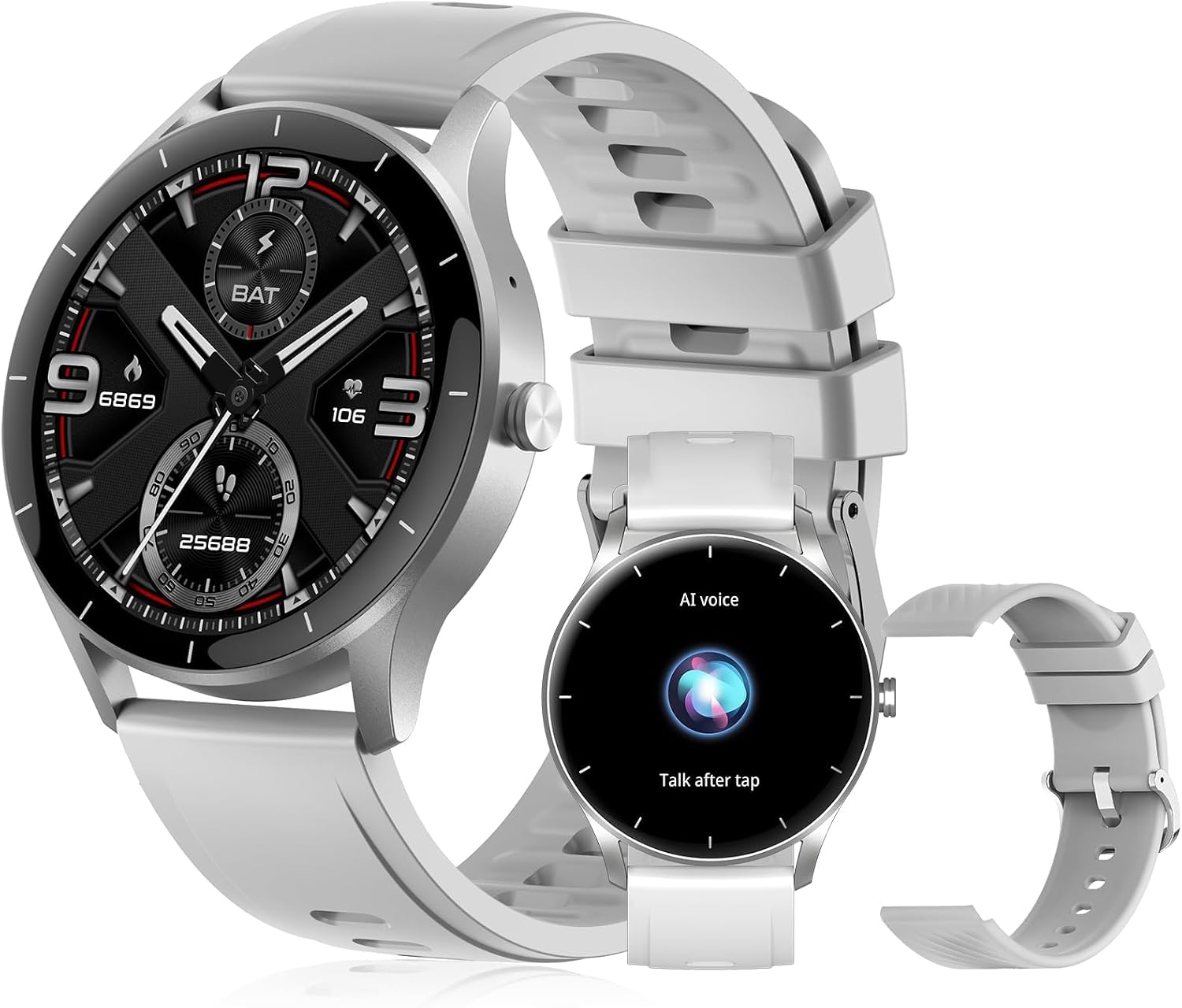 Smartwatch PEJE ZW02 com Chamadas, Pulseira Extra e 123+ Modos Esportivos