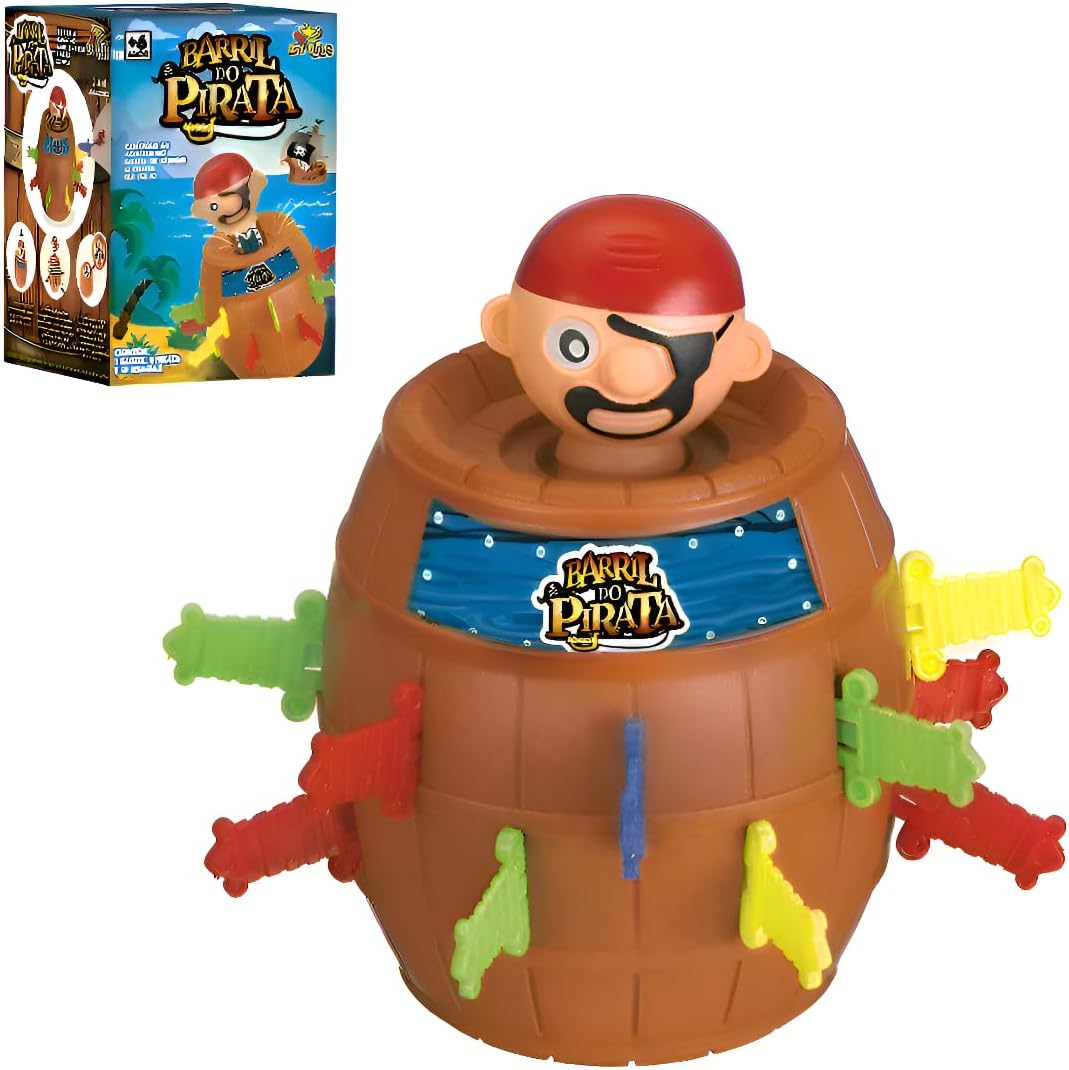Pula Pirata Barril Educativo Infantil – Jogo Interativo para Meninos e Meninas, Brinquedo 