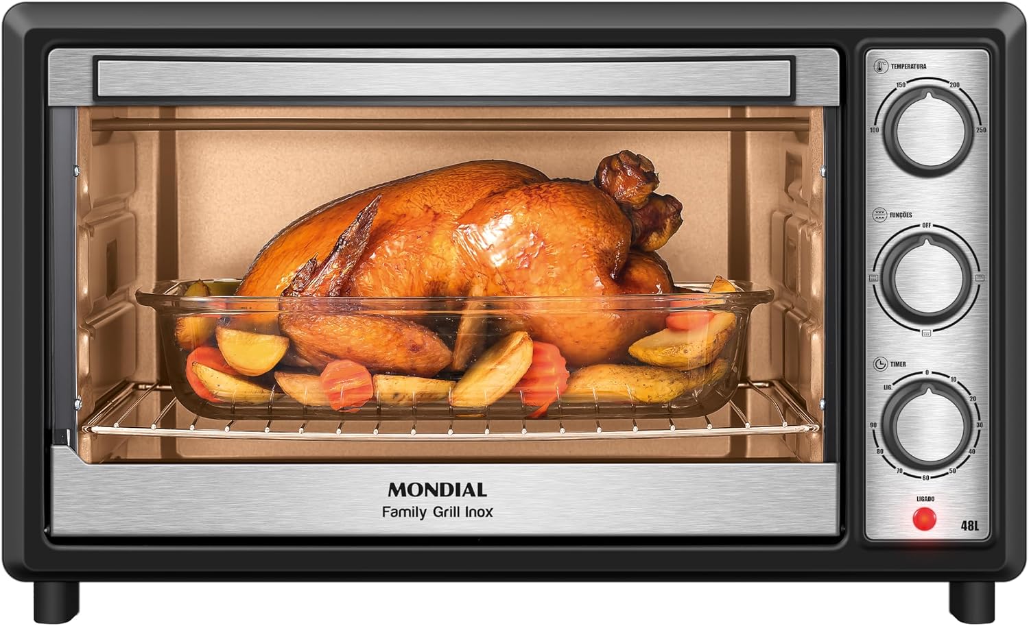 MONDIAL Forno Elétrico 48L Family Grill Inox, Mondial, Preto/Inox, 2000W