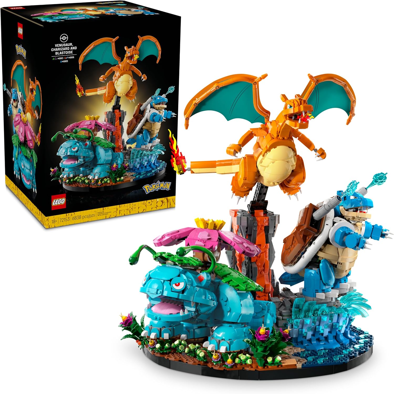 LEGO Pokémon Venusaur, Charizard e Blastoise, Conjunto 72153 (6.838 Peças)