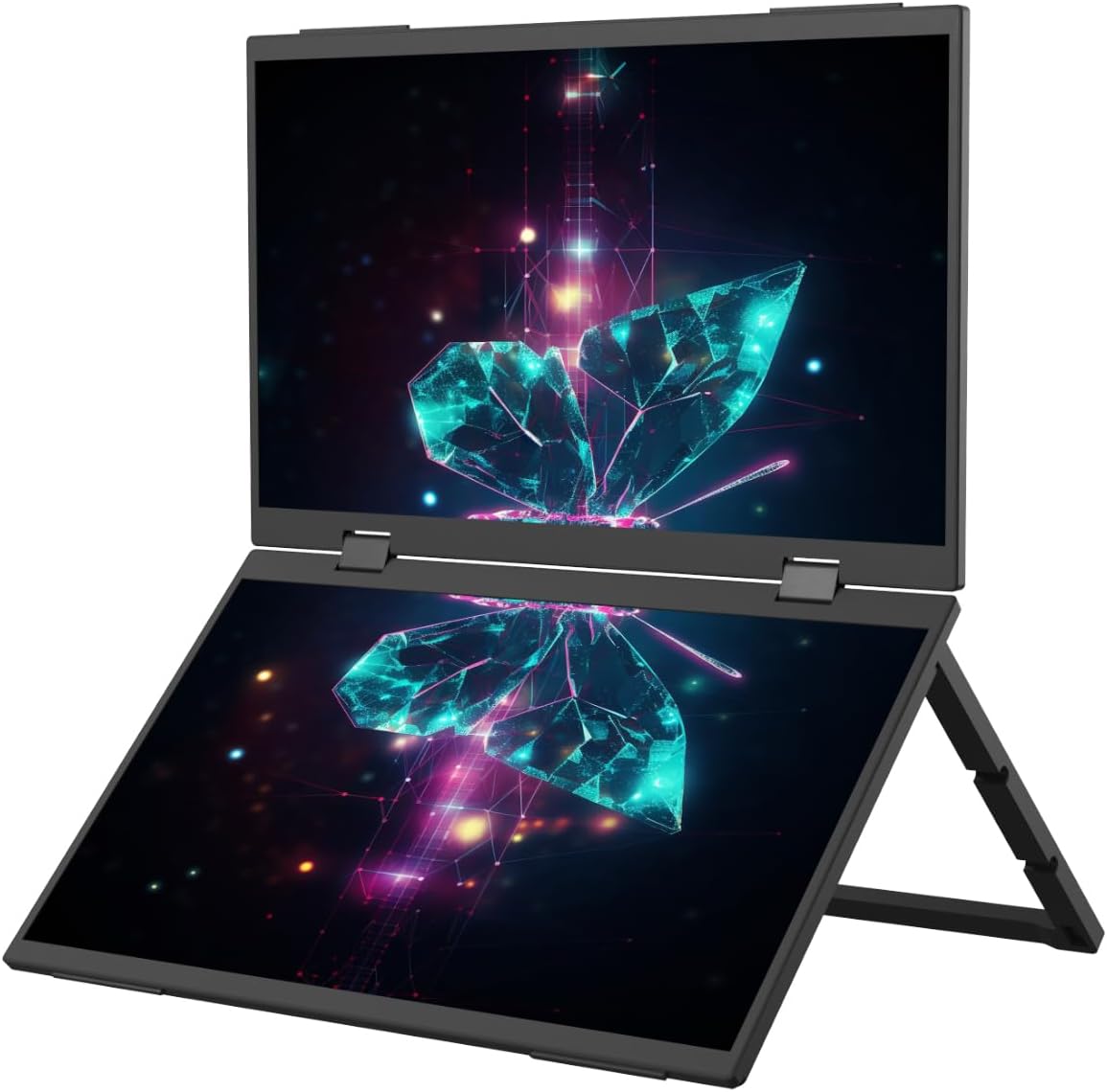 Bettdow Monitor portátil dobrável duplo de 15,6'' FHD 1080P Monitor Portátil Conectado Com