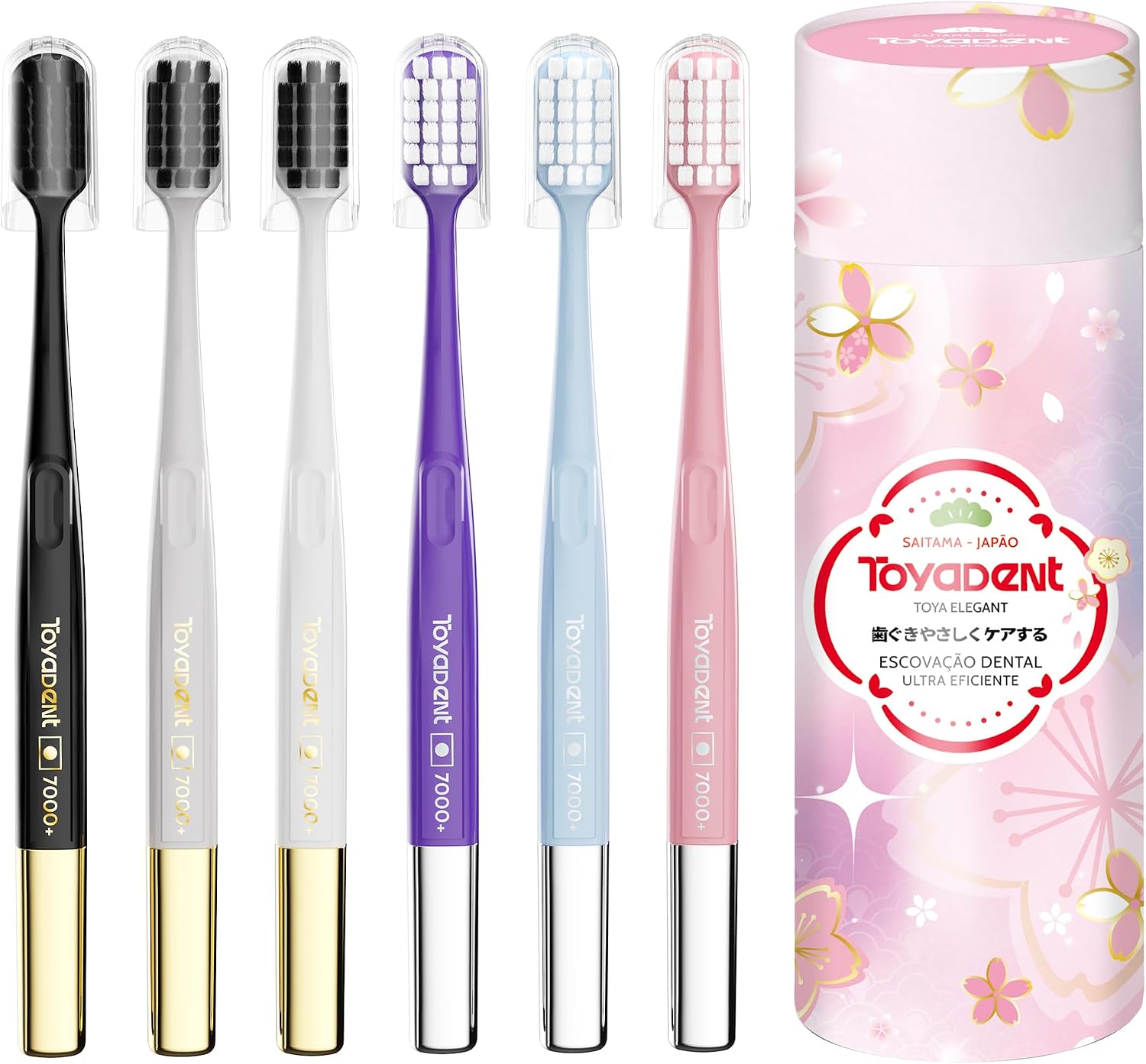 TOYADENT Escova de Dentes Ultra Macia Série Sakura, Kit com 6 Unidades