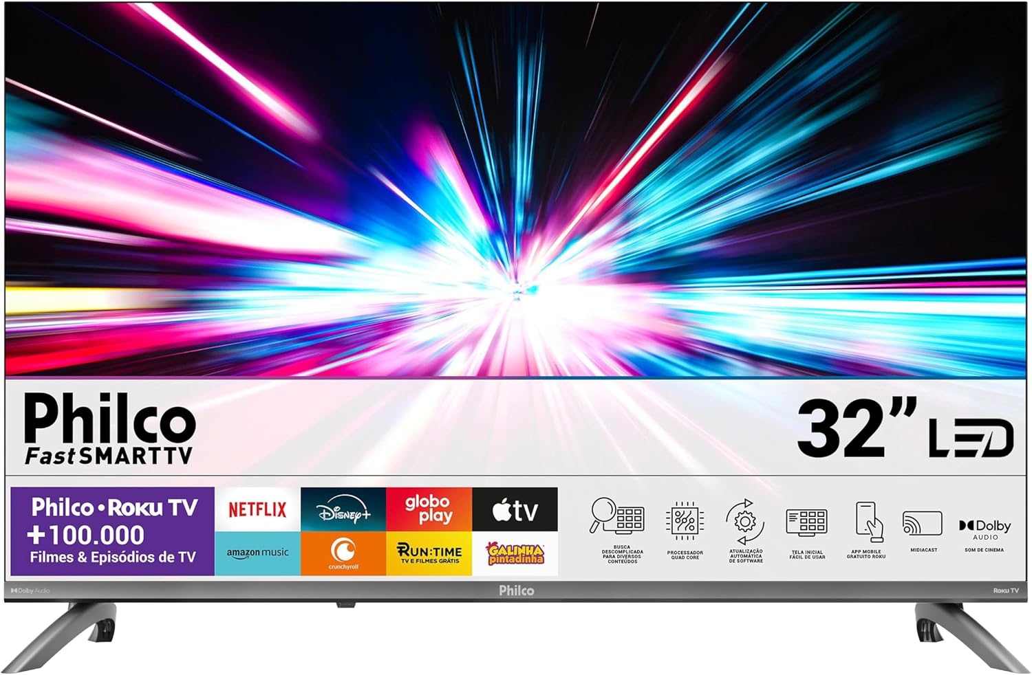 Smart TV 32" Philco Roku TV Dolby Áudio