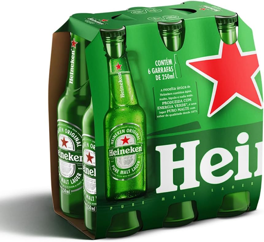 Heineken Long Neck, Cerveja Pilsen - Pack de 6 unidades 250ml