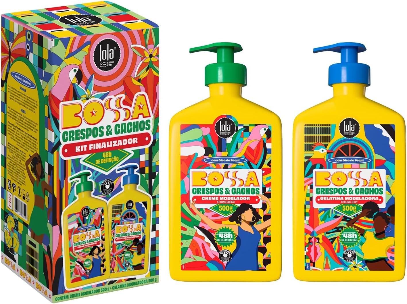 Kit Bossa Cabelos Crespos e Cacheados (Modelador Creme 500 g + Gelatina Modeladora 500 g) 