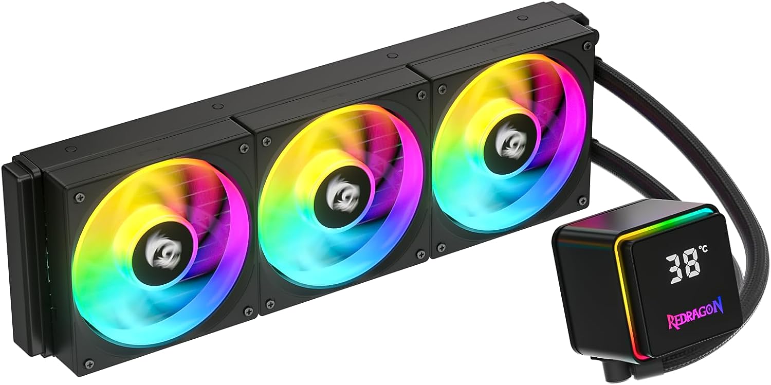 🔥 Water Cooler Redragon CCW-3017 Preto 360mm ARGB 2550 RPM com Display de Monitoramento M