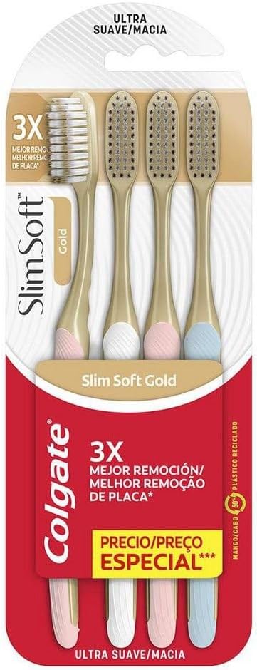 Colgate Slim Soft Gold Premium Escova de Dente, 4 Unidades