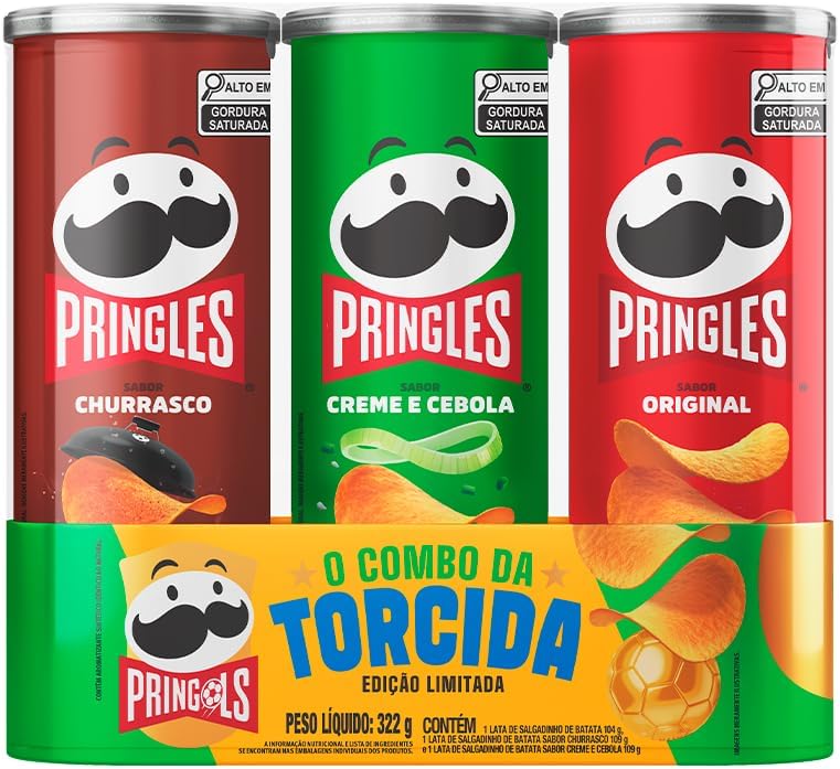 Salgadinho Batata Frita Pringles Tripack Festa do Futebol 322g