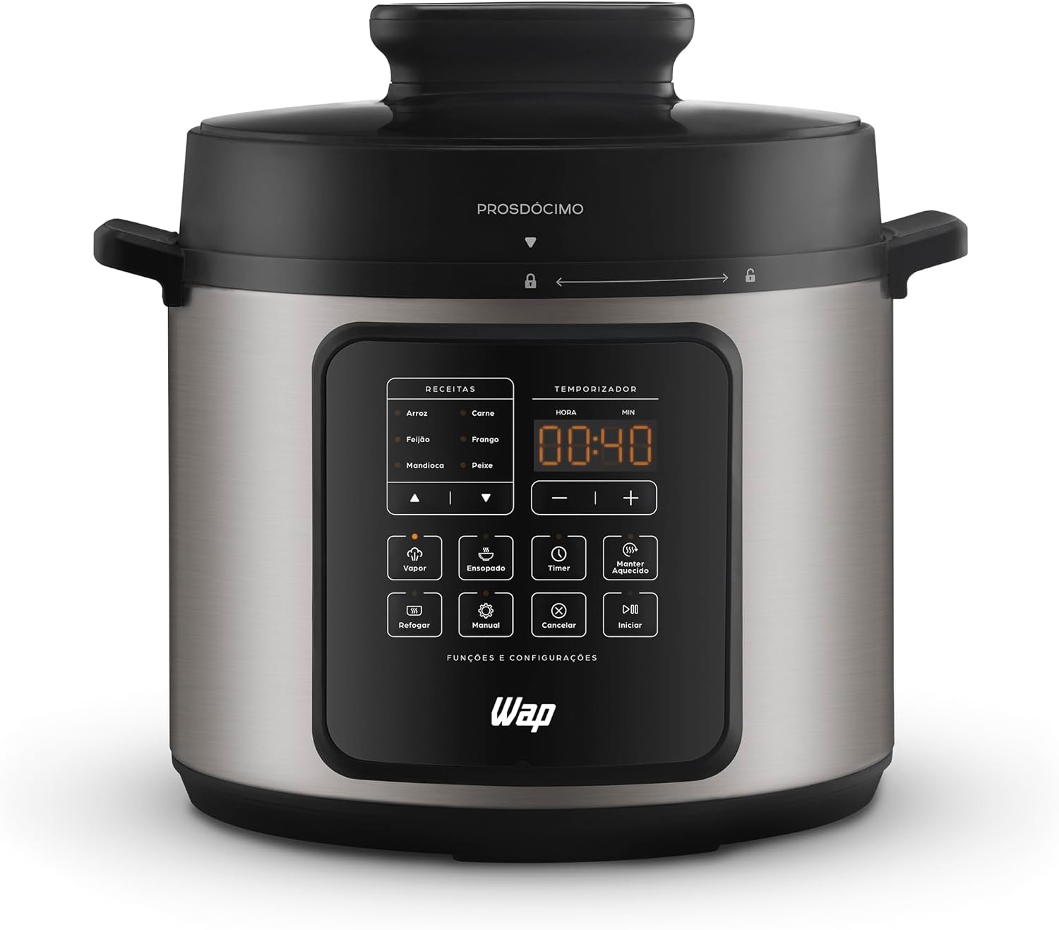 WAP Panela de Pressão WPPE3 6L, 10 Receitas Pré-Programada 127V