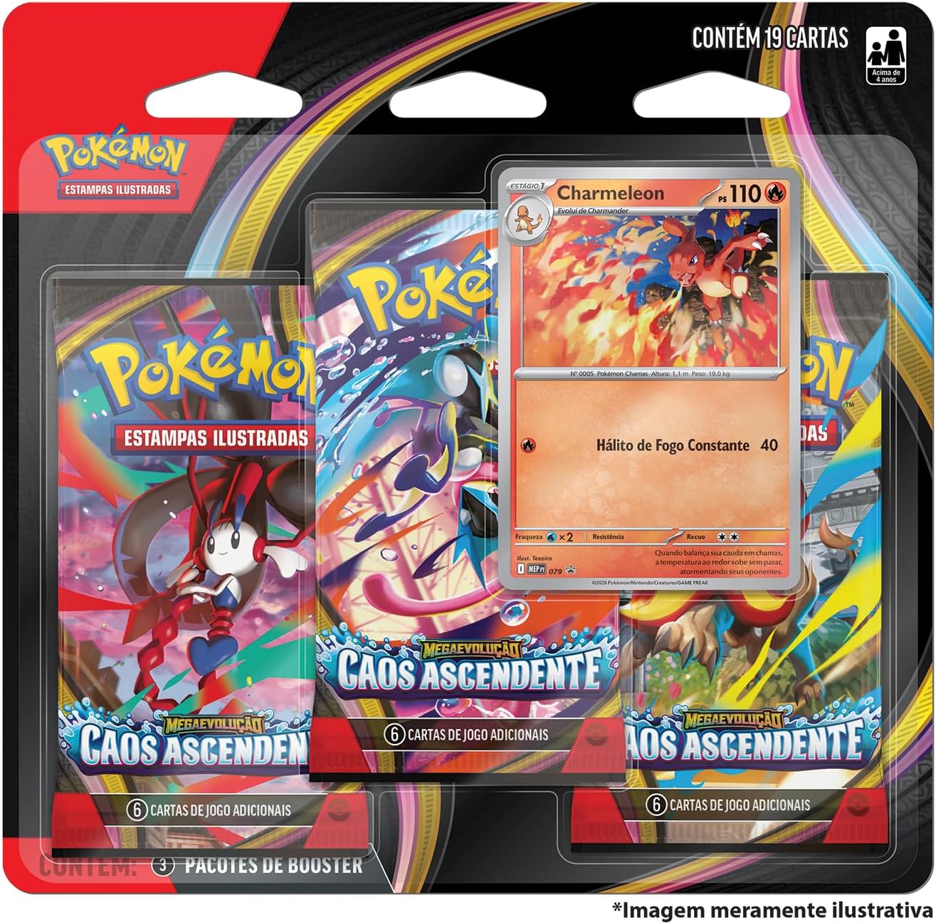 Pokémon TCG: Mega Evolução - Caos Ascendente - 3-Pack Blister