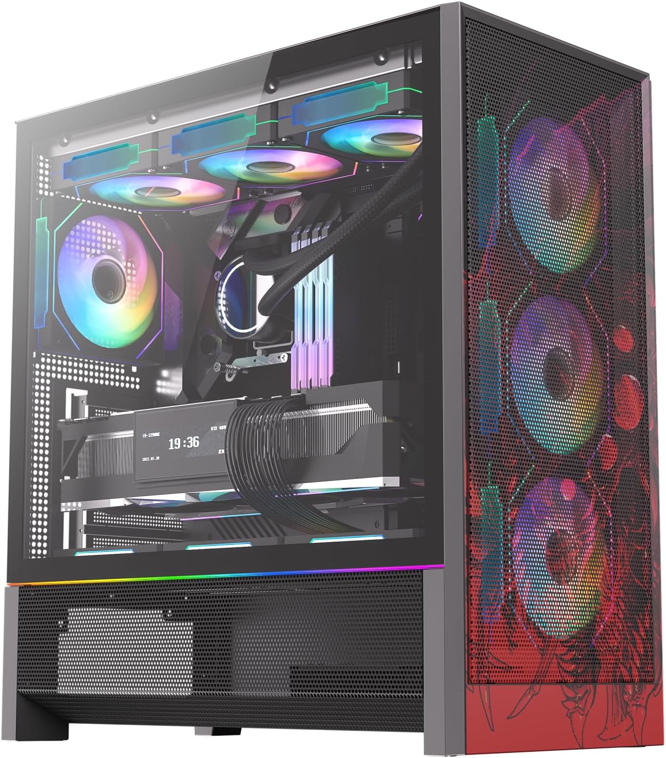 🔥 Gabinete Gamer Redragon Strafe Flow RGB Infernal Dragon Preto e Vermelho ATX Mid Tower 