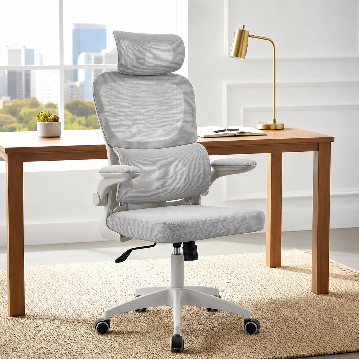 🔥 Laruno Cadeira de Escritório Almirante C600 Mesh Reclinável Cinza 150Kg