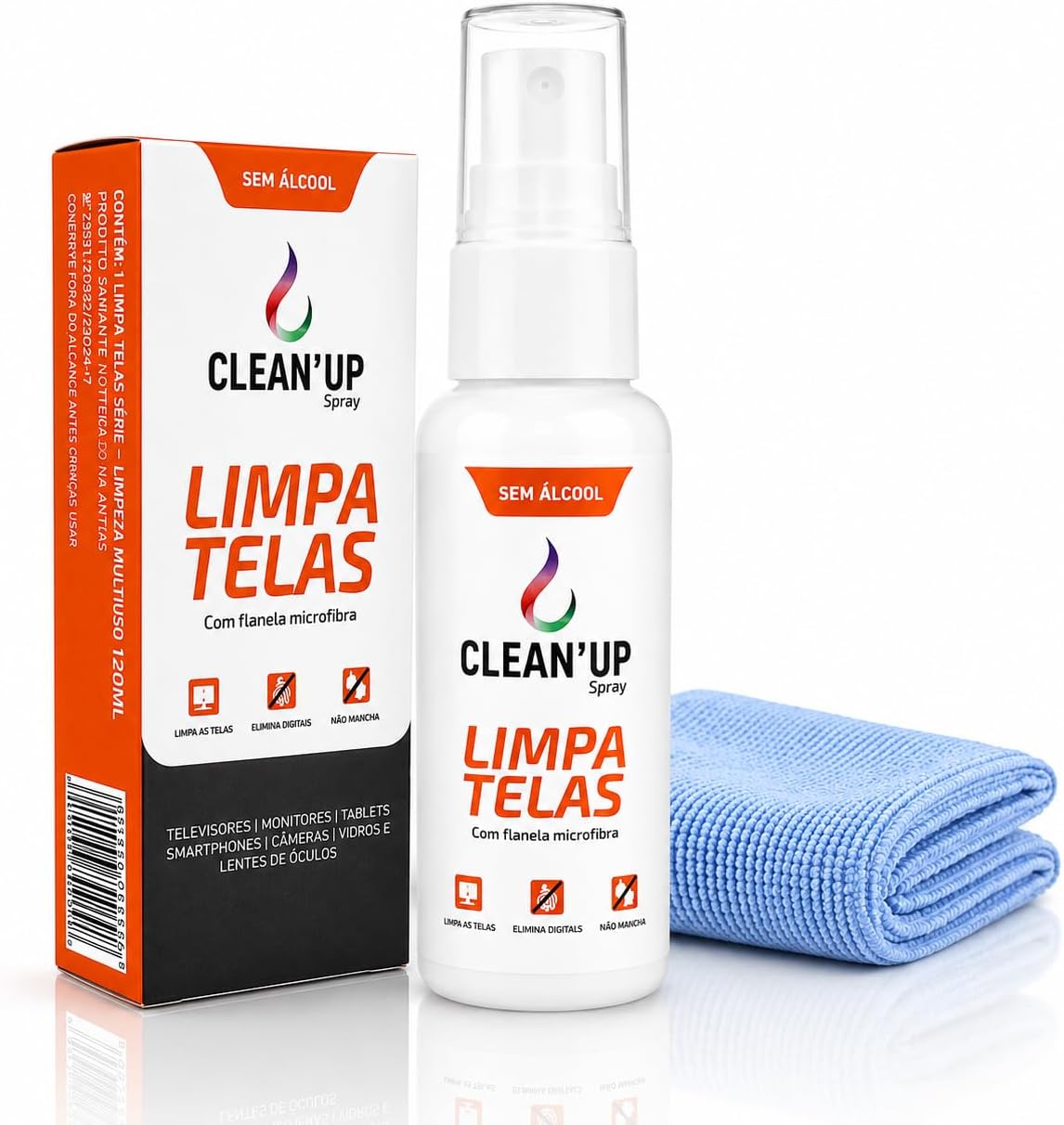 🔥Kit Limpa lentes 25ml com Flanela Premium em Microfibra15x15cm
